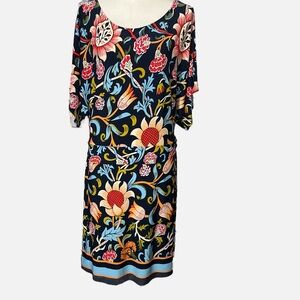 BCBGMaxAzria Navy Floral Midi Dress